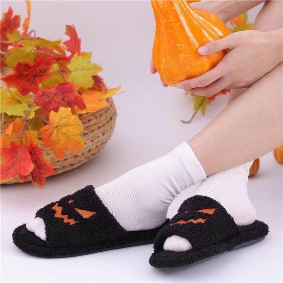 Thanksgiving Pumpkin Slippers for Women & Men Memory Foam Slip On House Slippers - Picture 7 of 7